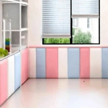 1PC 40x20cm Nordic Style Headboard Bedroom Head Board Stickers Room Anti-Collision Wall Panels Home Decoration,DIY Colour Matching, Easy To Peel And Stick, Removable, Suitable For TV Background, Living Room Bedroom Office Old Wall Decoration - Bedside And Tatami Soft Edge Protector - Multicolor - View 8