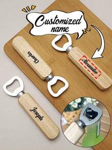 2pcs Personalized Wooden Handle Bottle Openers - Stainless Steel Bottle Openers, Suitable For Business Gifts, Personalized Events, Wedding Parties, Bridesmaids Gifts, Souvenirs, Ideal Gifts For Loved Ones, Family, Friends On Anniversaries, Valentine's Day, Mother's Day, Birthdays, Father's Day, Graduations, Weddings, Parties, And More - Multicolor - View 10