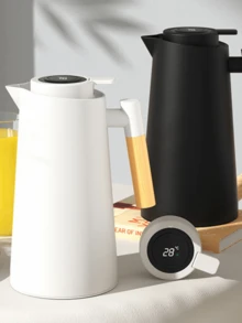 Garrafa Térmica Termômetro Digital 1L Café Chá Nórdica Com Cabo De Madeira - Aleatório - Visão 1