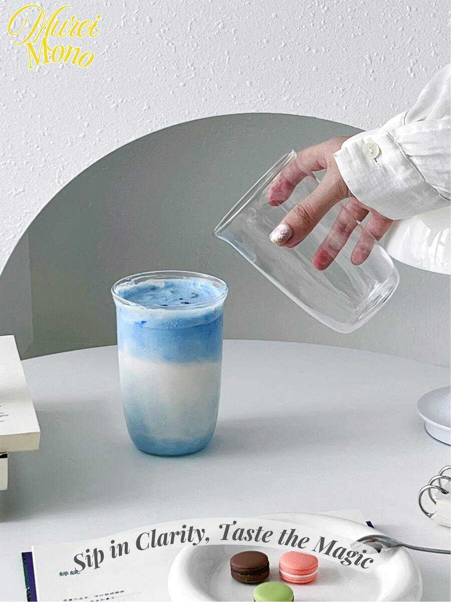 1 pieza Taza de vidrio borosilicato creativa, taza transparente simple para café o leche, botella de agua, lonchera, decoración - transparente - Ver 1
