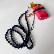 1条多色挂绳，带3个硅胶环，适用于不同尺寸的电子烟设备（不含电子烟），香烟盒，电子烟配件，礼品 - 黑珠色 - 查看 2