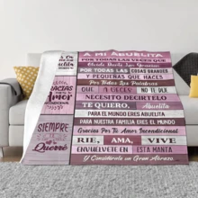 1 pieza Manta de forro polar con cita de abuela en español, suave y cómoda, accesorio de hogar para otoño/invierno, manta de tiro, 100% poliéster, 3 opciones de tamaño, adecuada para adolescentes, adultos, sofá, cama, coche, siesta en la oficina, actividades al aire libre, regalo perfecto para la abuela en Acción de Gracias, Navidad, cumpleaños