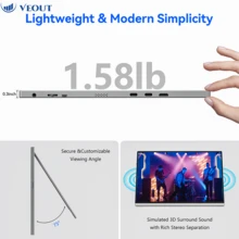 Veout 1pc Portable Display 16 "Touch Portable Display Mobile Phone Laptop Expansion Contrast Ratio 1000:1 Brightness 300cd/M Response Time 25ms Refresh Rate 60Hz