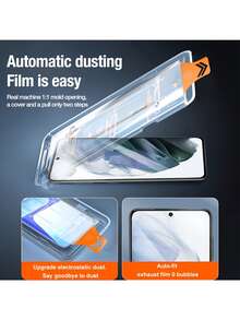 Yezodawee 2片装隐私钢化玻璃屏幕保护膜，带自动除尘功能，适用于三星Galaxy S25 6.2英寸全覆盖防窥钢化玻璃膜，无气泡，易于安装，9H硬度屏幕保护膜，钢化玻璃材质，简易安装套装，适用于手机壳，适用于Galaxy S25 Ultra、S24+、S23、S22、S21系列（需要重新注册指纹） - 黑色 - 查看 6