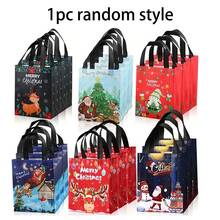 12pcs Medium Christmas Gift Bags 10.6''x7.8''x4'' With Handles, Reusable Non-Woven Fabric Christmas Shopping Bags, New Year Gift Bags, Holiday Party Supplies Decorations(1/6/12pcs)