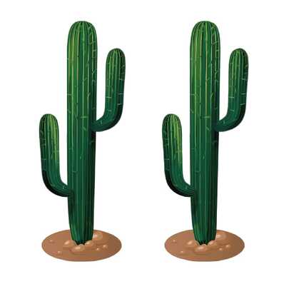 2 piezas de decoración de habitación/jardín, señales de pie con forma de cactus grandes de México para exteriores, fácil de crear un paisaje estilo desierto, resistente al agua y duradero, se mantiene estable en el césped.