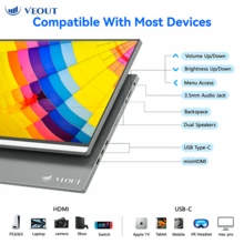 Veout 1pc Portable Display 16 "Touch Portable Display Mobile Phone Laptop Expansion Contrast Ratio 1000:1 Brightness 300cd/M Response Time 25ms Refresh Rate 60Hz