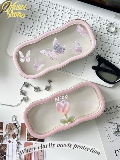 <Where Clarity Meets Protection>, Nice Tulip Highly Attractive Glasses Case Transparent Portable Anti-Pressure Portable Myopia Glasses Retro Glasses Case Sunglasses Storage Men And Women - Cute Holiday Gift, Gender Reveal Party, Perfect For Birthdays, Weddings, Parties, The Perfect Gift For Colleagues, Friends, And Family, Back To School