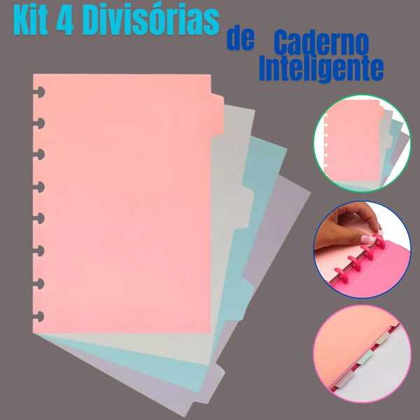 Conjunto de Divisórias Coloridas Para Caderno Inteligente Expansão Matérias Papelaria Escola Faculdade Kit