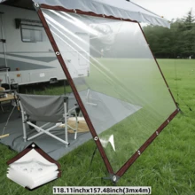 Wasserdichter Stoff, strapazierfähige, aufgewertete Kanten für Wohnmobil-Seitenmarkise, Outdoor-Camping-Reiseessentiell, Wohnmobil, Balkon, Garten, Gartenmöbel-Staubschutz, Pflanzentreibhaus - Transparentes wasserdichtes Tuch - Übersicht 11