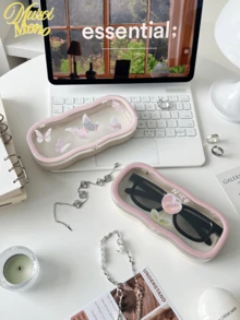 <清晰度与保护相遇>，漂亮的郁金香极具吸引力的眼镜盒透明便携式抗压便携式近视眼镜复古眼镜盒太阳镜收纳男女 - 可爱的节日礼物，性别揭示派对，非常适合生日、婚礼、派对，送给同事、朋友和家人的完美礼物，返校 - 彩色 - 查看 5