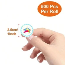 500pcs/Roll Creative Round Colorful Unicorn Pattern Decorative Stickers For DIY Crafts, Funny Hand-Painted Cartoon Stickers For Albums, Scrapbooking, Card Making And School Decoration, Unicorn Theme Stickers, Sticker Rolls, Craft Hobby Supplies, Girls Wall Stickers, Girls Birthday Stickers
