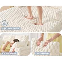 53 Inch Oversized Chaise Lounge, Upholstered Sofa Bed With Throw Pillows And Armrests, Sleeper Chair- Comfy Chair Bed For Living Room,Beige - Màu be - Xem 3