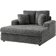 53 Inch Oversized Chaise Lounge, Upholstered Sofa Bed With Throw Pillows And Armrests, Sleeper Chair- Comfy Chair Bed For Living Room,Ash Grey - Màu xám đen - Xem 8