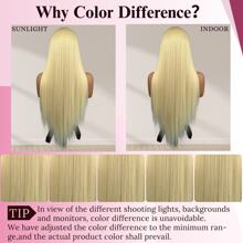 613 Blonde Straight Wig 13x4 Lace Front Wig Human Blended Hair Straight Blonde Lace Front Wigs HD Transparent Lace 200% Density Pre Plucked With Baby Hair Brazilian Virgin Hair Glueless Bone Straight Wigs Halloween Wigs For Women Daily Wear And Cosplay Use - S613 - View 10