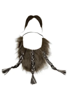 1pc Braided Full Beard Mustache Costume Prop For Festival Party Masquerade Pirate Brown Beard - Multicolor - View 4