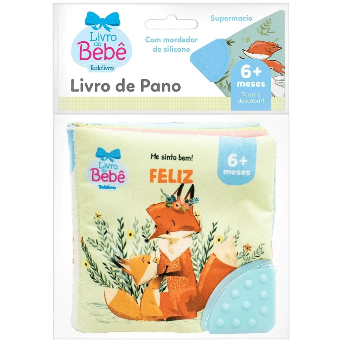 Livro Infantil de Pano Macio Com Mordedor Silicone para Bebês Todo Livro