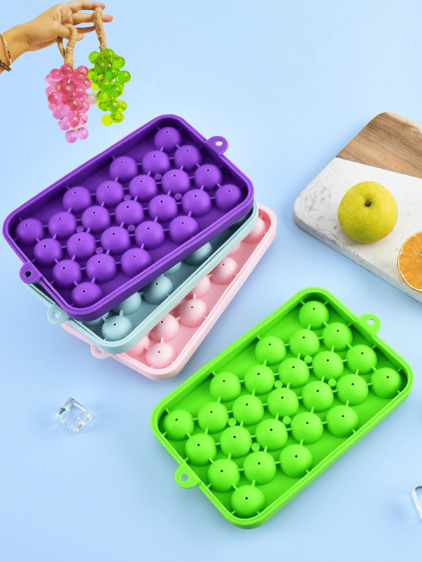 1 Piece 25-Cell Silicone Ice Cube Tray, Small Ice Ball Mold, Whisky Ice Cube Tray, With Lid Fruit Ice Cube Mold, Grape-Shaped Handmade Soap Mold, Household Ice Cube Maker, Suitable For Home Use In Summer, Juice Ice Cube Tray, Refrigerator Ice Cube Tray, Freezing, Party, Travel, Wedding, Birthday, Kitchen, Storage, Outdoor, Halloween, Christmas, Thanksgiving Supplies, Ice Cube Tray, Ice Maker, Kitchen Accessory