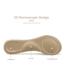 1 Pair Women's Sweat-Absorbent Anti-Slip Trimmable Sandal Insoles With Arch Support, Breathable - Beige - View 6