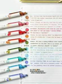 4 支彩色 0.5 毫米凝胶笔套装香薰笔 3D 水果图案草莓和葡萄南瓜万圣节配色方案签名笔，书写绘图手册办公室学校，适用于办公室、会议、学习笔记、书法、突出显示标记、返校、万圣节礼物 - Pink series - Scented Pens (4 pieces) - 查看 5