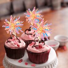 5PCS Creative Cake Decoration Colorful Rain Silk, Korean Style Tassel Rain Silk Cake Plugin, Birthday Party Cake Decoration Card - Style 1 - View 10