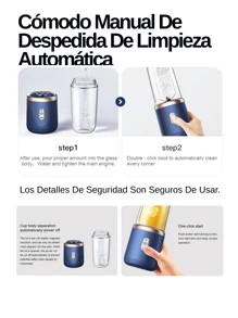 LEVIATECH 1 pieza Licuadora eléctrica inalámbrica y portátil de 400ml, mezclador de jugo de frutas mini recargable por USB con 6 cuchillas y doble vaso, multiusos para procesar alimentos en el hogar o al aire libre, ideal para extraer vegetales, frutas y hacer batidos. - Multicolor - Ver 11