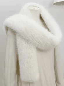 1 件，女士冬季围巾，毛绒围巾，温暖围巾，时尚百搭围巾