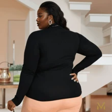 Plus Size Blouses - 黑色 - 查看 2