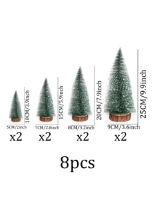 Snow Green Mini Artificial Christmas Tree, Christmas Tree Pack Small Trees With Wooden Base, Desktop Decor For Christmas, Winter Home, Winter Christmas Decorations Furniture Room Decor