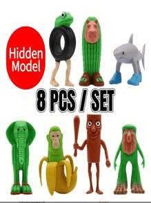 1/8/16/24 件 TungTungTungSahur 意大利互联网病毒脑腐生物模型雕像 TraalaleroTralala BombardiroCrocodilo，桌面装饰/恶作剧收藏家套装（有趣的小雕像） - 彩色 - 查看 2