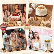 6PCS Modern Cake Stand Set Dessert Table Display Cake Holders Round Cake Pedestals With Cupcake Risers Anniversaries Wedding Birthday Party Supplies - 金色 - 查看 7