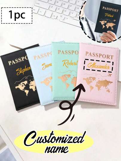 1pc Customizable Mini Passport Holder, Travel Document Organizer And Card Case, Skin-Friendly PU Material Passport Cover, Passport Wallet, Unisex, RFID Vintage Business Passport Holder, Portable Multi-Function ID/Bank Card Holder