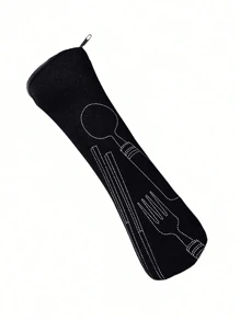 2pcs/Set Lunch Bag Insulated Bag, Printed Coffee Pattern Lunch Bag, With Black Cutlery Storage Bag, Double Pocket Lunch Box Bag, Large Capacity, Student Teacher Meal Insulated Cooler Bag, Portable Travel Picnic Bag, Office School Lunch Bag, Insulated Lunch Box, Work Lunch Box, Office Holiday Lunch Box, Multifunctional Camping School Lunch Box, Unisex, Back To School Gift