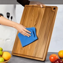 Multifunctional Wooden Kitchen Board, Wooden Cutting Board, Solid Wood Cutting Board With Juice Groove, Double-Sided Chopping Board, Household Kitchen Cutting Board, Butcher Block For Meat, Cheese, Bread, Vegetables And Fruits, Kitchen Essentials, Dorm Necessities, Convenient Hanging And Storage