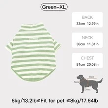 1 件条纹弹性柔软宠物毛衣，适合春、夏、秋、冬，适合中小型犬，有灰色、绿色、蓝色可选