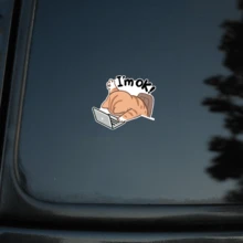 OK Cat 卡通猫乙烯基贴纸，防水自粘贴纸适用于汽车、笔记本电脑、卡车、摩托车，防刮保护和装饰边，适用于木材、塑料、玻璃、金属、陶瓷表面，光滑表面，一次性使用，不对称形状汽车 - 彩色 - 查看 8