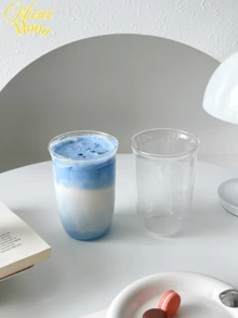 1 pieza Taza de vidrio borosilicato creativa, taza transparente simple para café o leche, botella de agua, lonchera, decoración - transparente - Ver 3