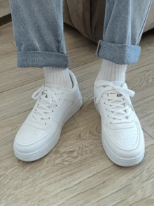 Zapatillas deportivas de color liso para hombre, tenis para hombre, tenis de hombre, tenis de mujer, ideales para practicar deportes al aire libre y para el uso diario en el tiempo libre zapatos de hombre. - Blanco - Ver 7