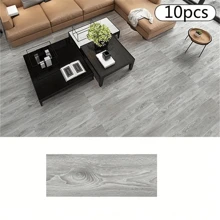 10 件 40x15 厘米可剥离粘性地板贴纸，PVC 木纹地板贴纸，家具地板装饰，适用于卧室、厨房、客厅和酒店