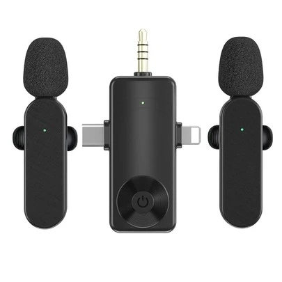 智慧手機、相機、筆電/個人電腦用的無線插麥，即插即用的視頻/音頻錄製無線插麥，夾子式領夾麥克風用於採訪/Vlog/教學