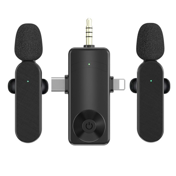 Wireless Lavalier Microphone For Smartphone, Camera, Laptop/PC, Plug-Play Wireless Microphone For Video/Audio Recording, Clip On Lapel Mic For Interview/Vlog/Teaching