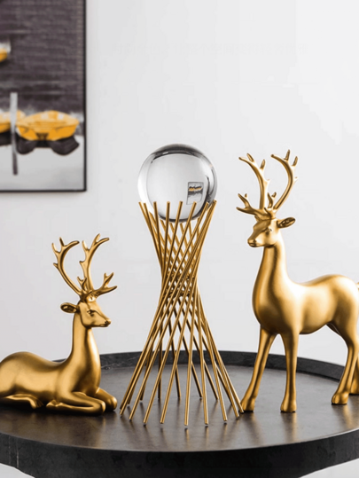 A Set Of Two Pieces Of Golden Elk Art Ornaments And Festive Decorative Sculptures, Selected Christmas Gifts And High-End Home Products, Suitable For Living Room And Bedroom Decoration,Valentine's Day Gift