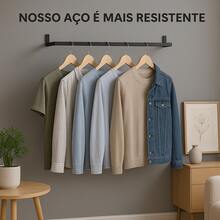 Kit 5 Arara de Parede 80cm Cabideiro Organizador de Roupas Loja Closet Quarto