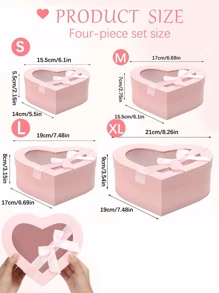 1 a 4 piezas Caja de regalo con forma de corazón y lazo, caja transparente de PVC para flores de jabón con forma de corazón, caja de regalo con tapa, cinta y caja transparente, adecuada para el Día del Padre, Día de la Madre, Navidad, San Valentín, cumpleaños, parejas, etc.