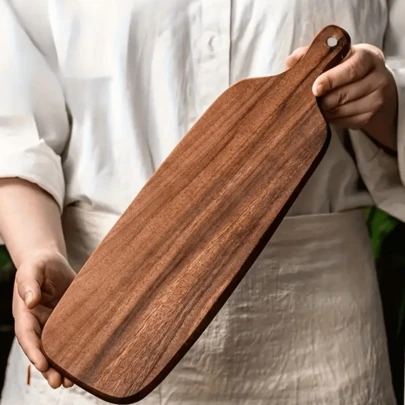 Natural Handmade Creative Handle Cutting Board, Multifunctional Extra Long Wooden Chopping Board, Cutting Board, For Cheese, Meat, Bread, Desserts, Dinner Plates, Cheese Boards, Fruit Plates, Steak Plates And Storage Plates, Ideal For Home And Restaurant Service Trays, Kitchen Accessories, Eid, Valentine's Day