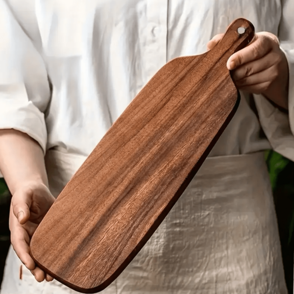 Natural Handmade Creative Handle Cutting Board, Multifunctional Extra Long Wooden Chopping Board, Cutting Board, For Cheese, Meat, Bread, Desserts, Dinner Plates, Cheese Boards, Fruit Plates, Steak Plates And Storage Plates, Ideal For Home And Restaurant Service Trays, Kitchen Accessories, Eid, Valentine's Day