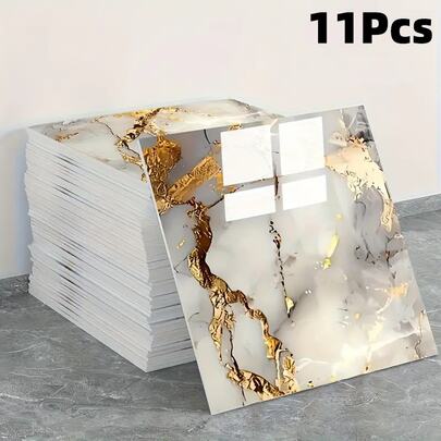 11 szt. samoprzylepnych paneli ściennych z kompozytu aluminiowego z wzorem marmuru, wodoodporna i odporna na wilgoć naklejka ścienna z PVC do kuchni i łazienki, imitacja płytek marmurowych, naklejki remontowe, odklejane panele ścienne, tapety, wiosenne dekoracje, odśwież swój dom, naklejki dekoracyjne Rama