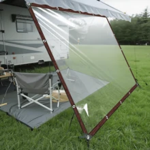 Wasserdichter Stoff, strapazierfähige, aufgewertete Kanten für Wohnmobil-Seitenmarkise, Outdoor-Camping-Reiseessentiell, Wohnmobil, Balkon, Garten, Gartenmöbel-Staubschutz, Pflanzentreibhaus - Transparentes wasserdichtes Tuch - Übersicht 3