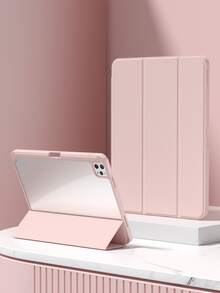 纯粉色亚克力透明水晶背壳，防震设计，适用于 iPad 第七代、第八代（10.2 英寸）和第十代。内置笔槽，支持睡眠唤醒功能/多种折叠支架方式。是节日和新年的馈赠佳品。 - 淺粉色 - 查看 1