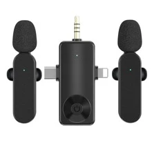 Microphone Lavalier sans fil pour Smartphone, camera, ordinateur portable/PC, Microphone sans fil Plug-Play pour l"enregistrement vidéo/ audio, Microphone pince-cravate pour interview/Vlog/enseignement
